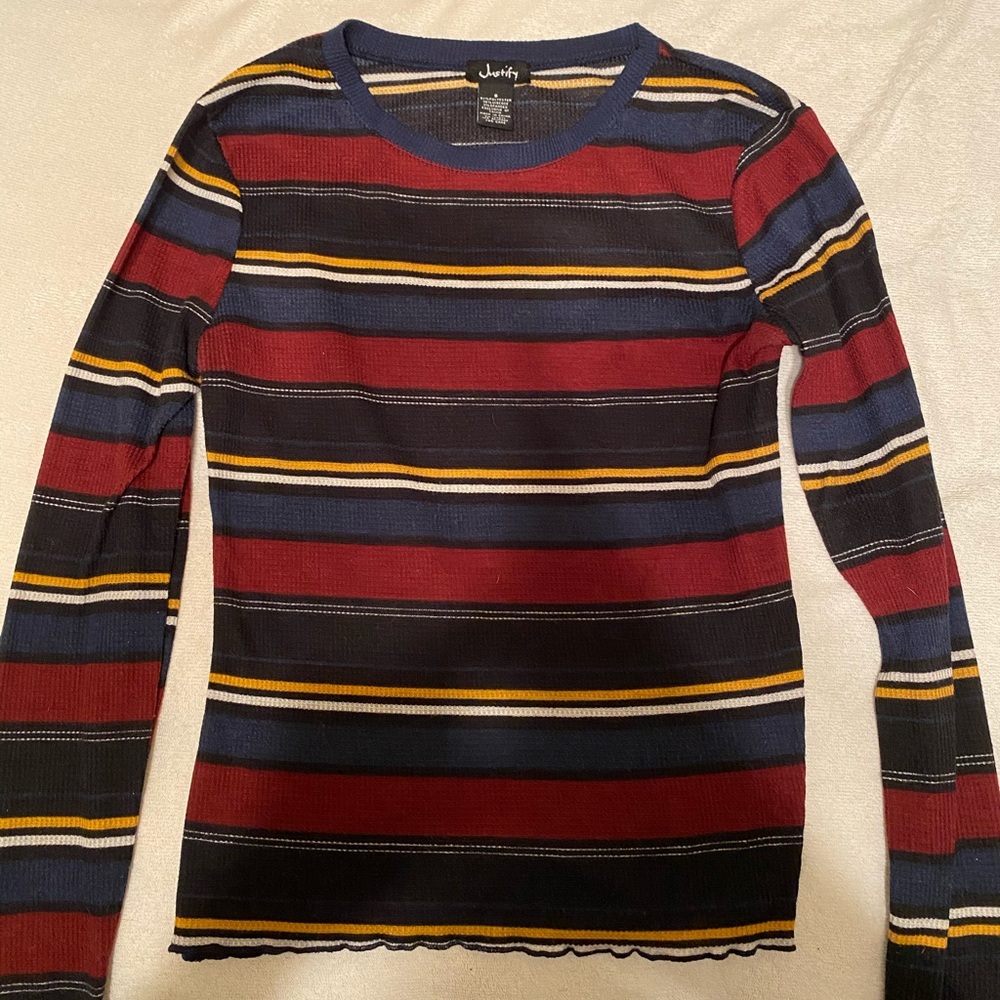 Multi colored striped long sleeve shirt